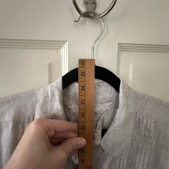 Yuvita Oversized Natural Linen Button-Up Shirt, L - Picture 7 of 9